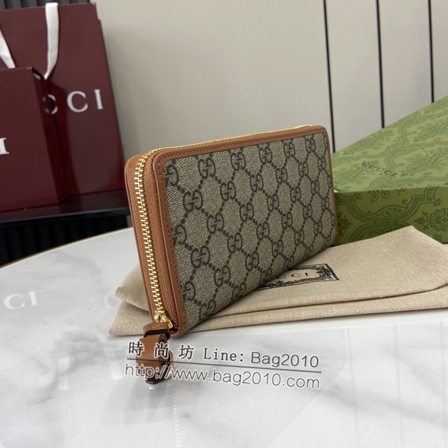 Gucci專櫃古馳最新款Emblem系列拉鏈長夾錢包 jh2410型號：821803